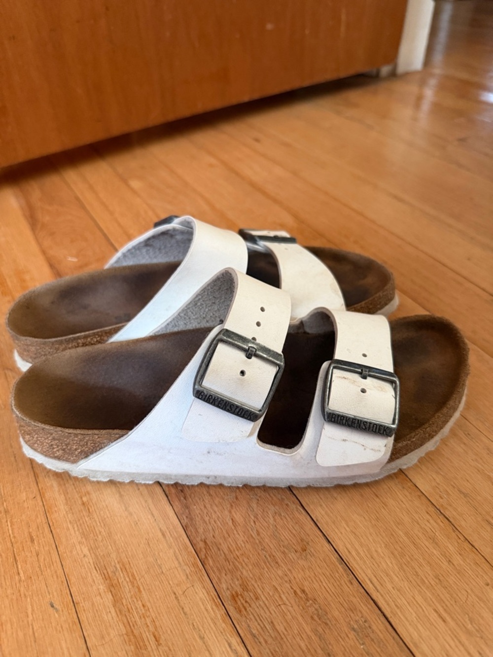 Birkenstock White Arizona Double Buckle Sandals